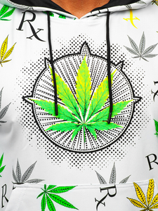 Felpa con cappuccio con stampa da uomo bianca Bolf HM612