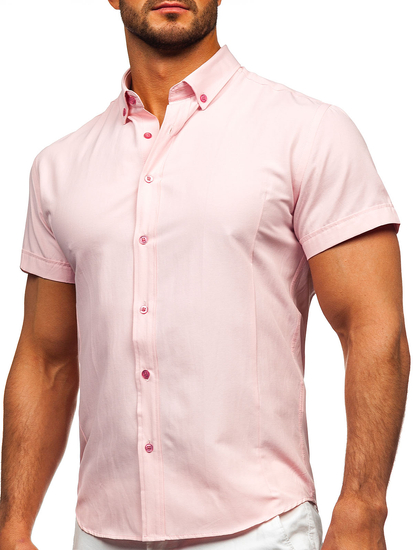 Uomo Camicia elegante a maniche corte Rosa Bolf 7501G