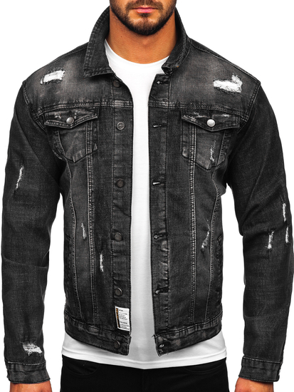 Giacca in jeans da uomo nera Bolf MJ507N