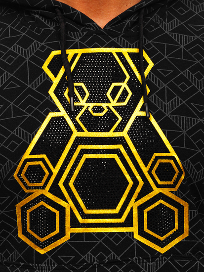 Felpa con applicazione di zirconi con cappuccio da uomo nera Bolf HM566