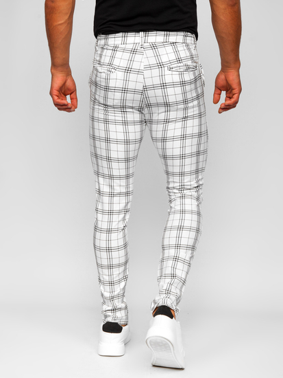 Uomo Pantaloni eleganti a quadri Bianco Bolf 0054