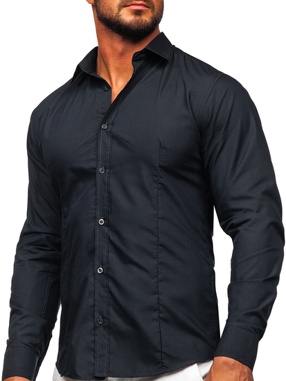 Camicia elegante da uomo grafite a maniche lunghe Bolf 1703