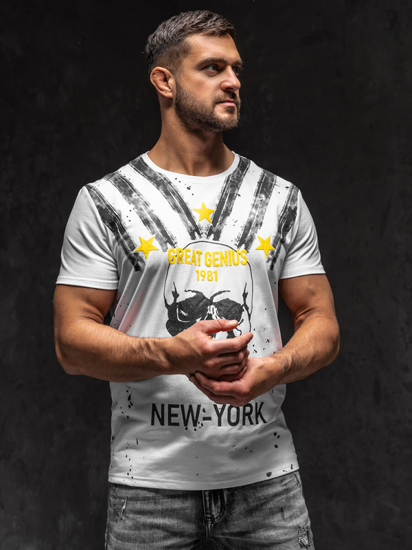 T-shirt con stampa da uomo bianca Bolf Y70006