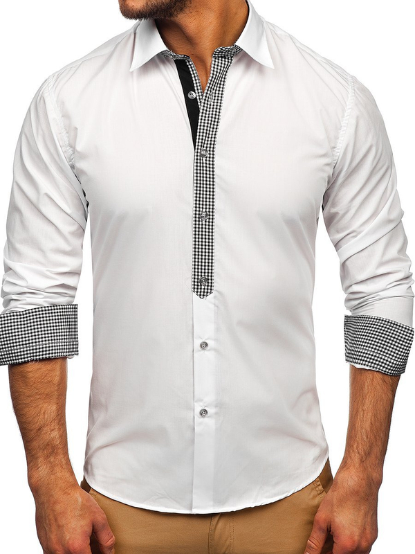 Camicia elegante a maniche lunghe da uomo bianca Bolf 6873