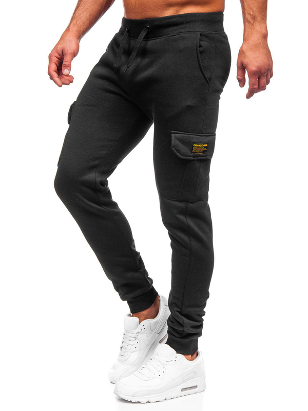 Pantaloni jogger tipo cargo da uomo neri Bolf JX8709