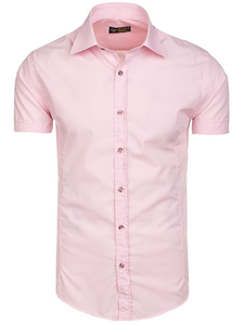 Camicia elegante a manica corta da uomo rosa Bolf 7501