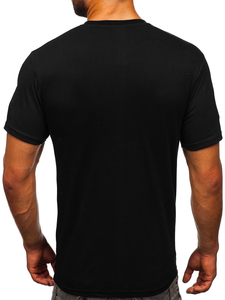 T-shirt da uomo in cotone nero con stampa Bolf KS1997