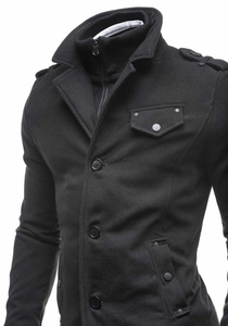 Cappotto monopetto con collo alto da uomo nero Bolf 8853C