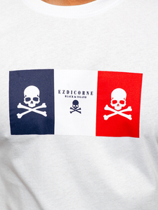 T-shirt in cotone con stampa da uomo bianca Bolf 14784