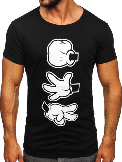 T-shirt con stampa da uomo nera Bolf KS1997