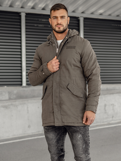 Giubbotto parka invernale in cotone da uomo khaki Bolf EX838A
