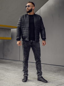 Giacca bomber trapuntata da uomo nera Bolf MY-02A2