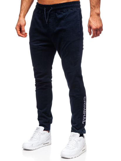 Pantaloni tipo jogger da uomo blu Bolf B11119