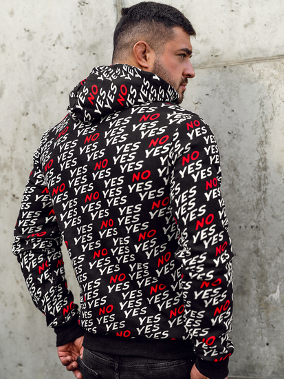 Uomo Felpa con cappuccio stampata Nero Bolf 141013A2