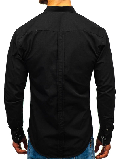 Camicia elegante a manica lunga da uomo nera Bolf 1769-A
