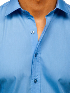 Camicia elegante da uomo azzurra a maniche lunghe Bolf 1703