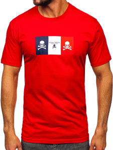 T-shirt in cotone con stampa da uomo rossa Bolf 14784