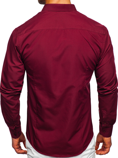 Camicia elegante da uomo bordeaux a maniche lunghe Bolf 1703