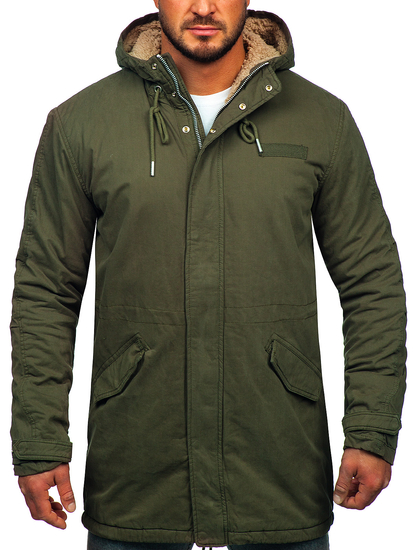 Giubbotto parka invernale in cotone da uomo khaki Bolf EX838A