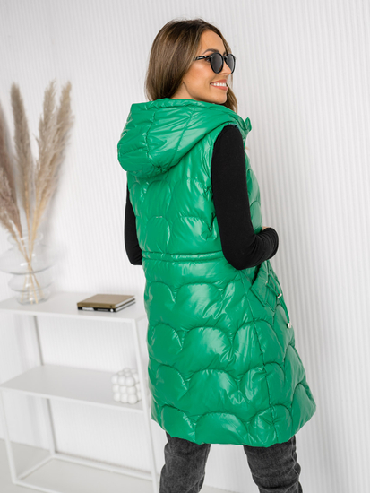 Gilet lungo trapuntato da donna verde Bolf B8172A