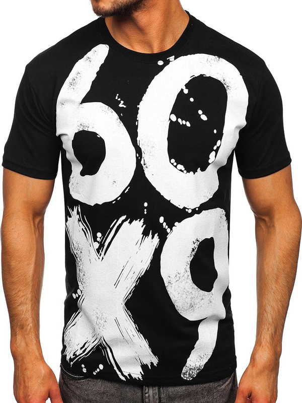 T-shirt nera da uomo con stampa Bolf 0303