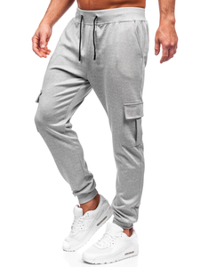 Pantaloni da tuta jogger cargo da uomo grigio Bolf 8K1130