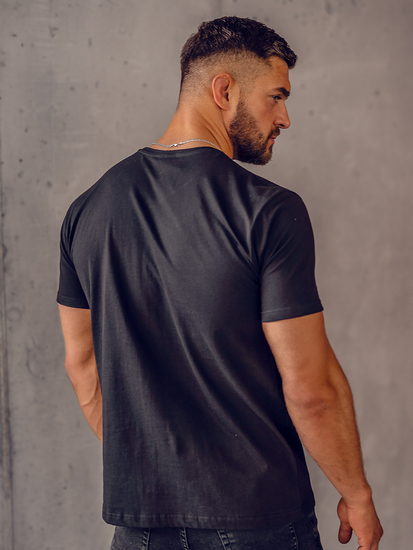 Maglietta da uomo nera con scollo a V Bolf 192131A