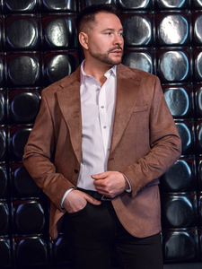 Giacca da uomo in velluto marrone Bolf 24410