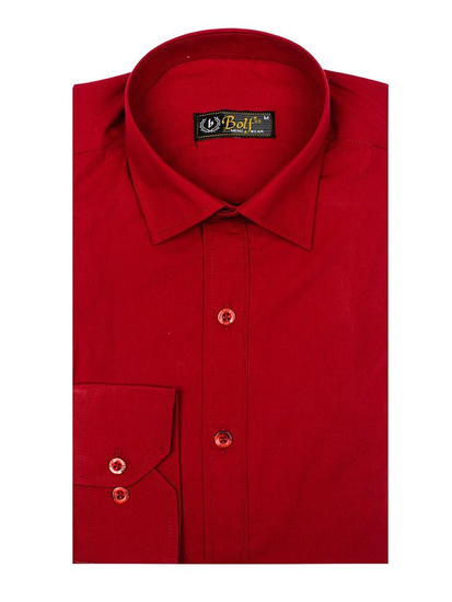 Camicia elegante da uomo bordeaux a maniche lunghe Bolf 1703
