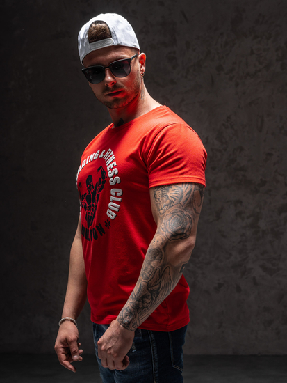 T-shirt con stampa da uomo rossa Bolf Y70015