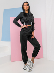 Tuta oversize in due pezzi da donna nera Bolf 8C78