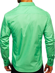 Camicia elegante da uomo verde menta a maniche lunghe Bolf 1703