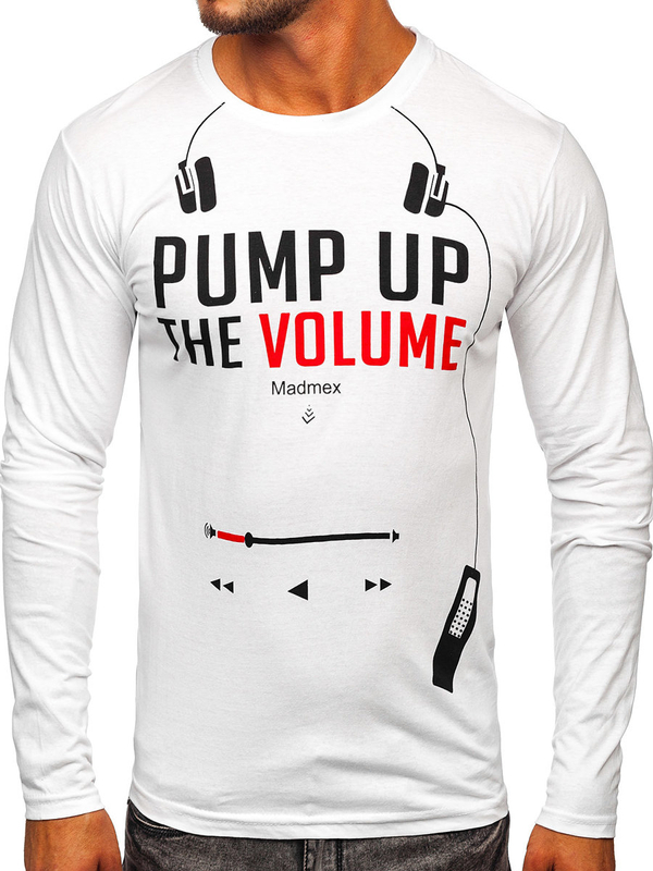Longsleeve con stampa da uomo bianco Bolf 1219