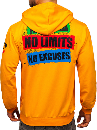 Felpa con stampa con cappuccio da uomo arancione Bolf 6384