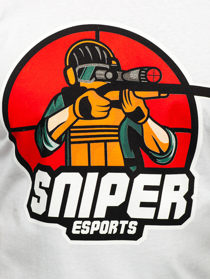 T-shirt in cotone con stampa da uomo bianca Bolf 143022