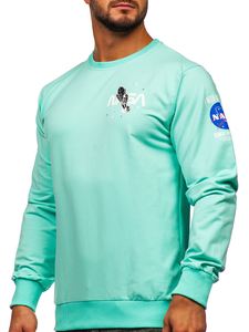 Felpa con stampa senza cappuccio da uomo verde menta Bolf 6476