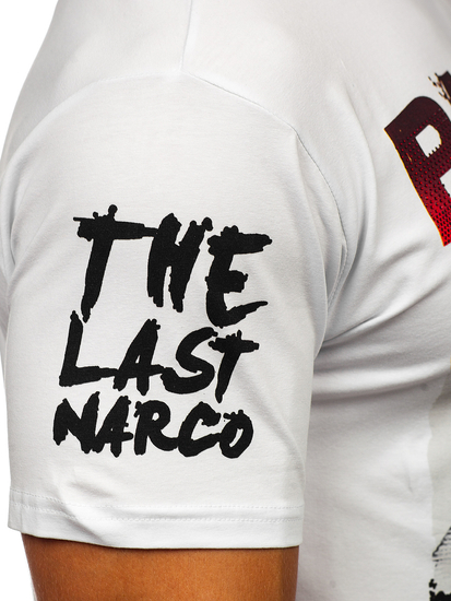 T-shirt con applicazioni da uomo bianca Bolf 192378