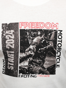 Uomo T-shirt in cotone con stampa Bianco Bolf MPO3475