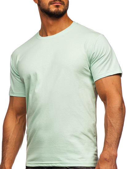 T-shirt semplice da uomo in cotone color menta chiaro Bolf 192397