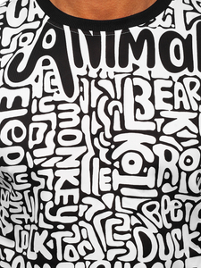 Felpa con stampa senza cappuccio da uomo nero-bianca Bolf 8B1131