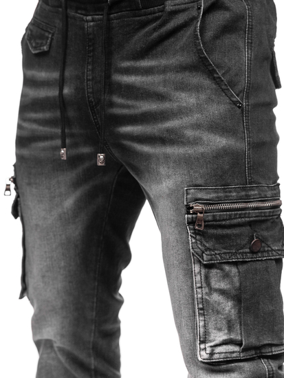 Uomo Joggers cargo in denim Nero Bolf MP0108N