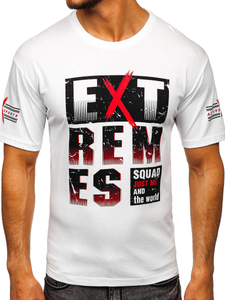 T-shirt con stampa da uomo bianca Bolf 14312