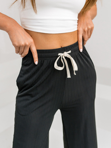 Donna Pantaloni wide leg Nero Bolf W7955