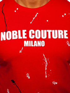 Uomo T-shirt in cotone con stampa Rosso Bolf MPO3443