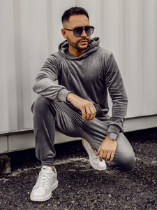 Tuta in velluto da uomo grigio Bolf 0002