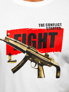 T-shirt in cotone da uomo bianca Bolf 14709