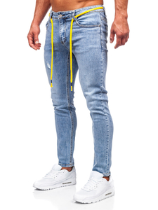 Pantaloni in jeans regular fit da uomo azzurri Bolf KX568