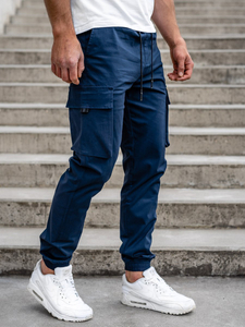 Pantaloni cargo tipo jogger da uomo blu Bolf 701