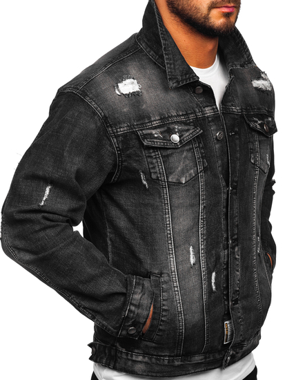 Giacca in jeans da uomo nera Bolf MJ507N
