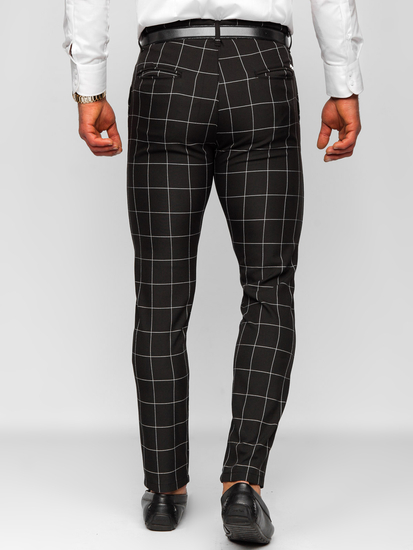 Uomo Pantaloni eleganti a quadri Nero Bolf 0040